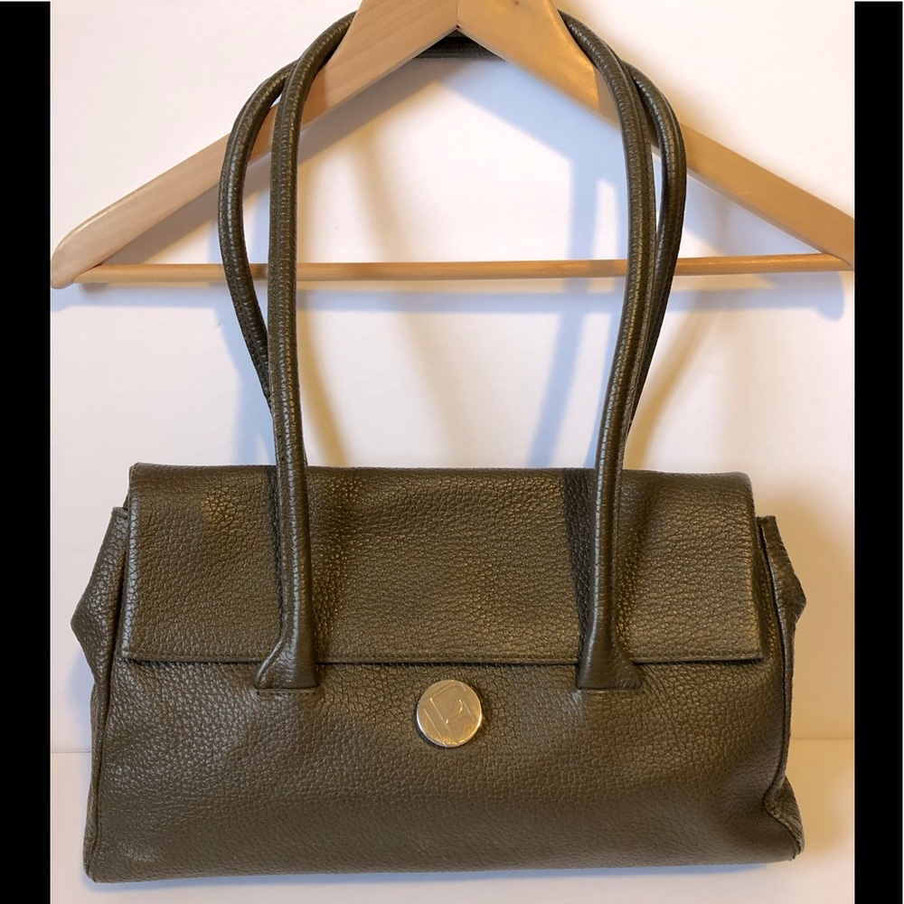 FURLA + dust bag brown pebbled leather bag EUC